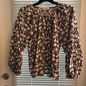 LOFT Floral Linen Blend Blouse